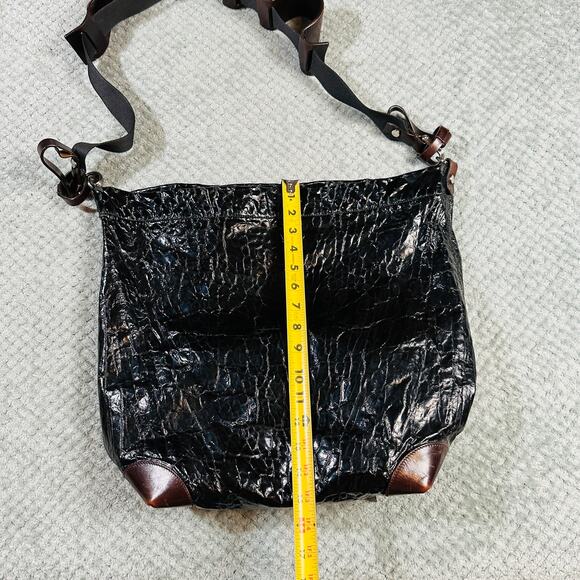 Marni Croc Embossed Black Leather Archival Bag Italy HOBO Brown Shoulder Tote - Picture 10 of 10